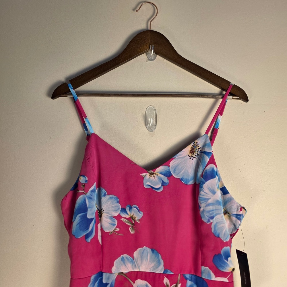 Lulus Maxi Dress Womens XL Pink Floral Print V-Neck Adjustable Straps NEW - Picture 3 of 11